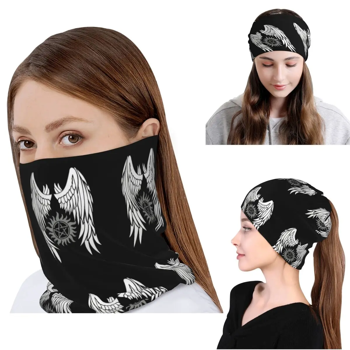 Knit Beanie Hat Warm - Supernatural Wings And Logo Bandana Neck