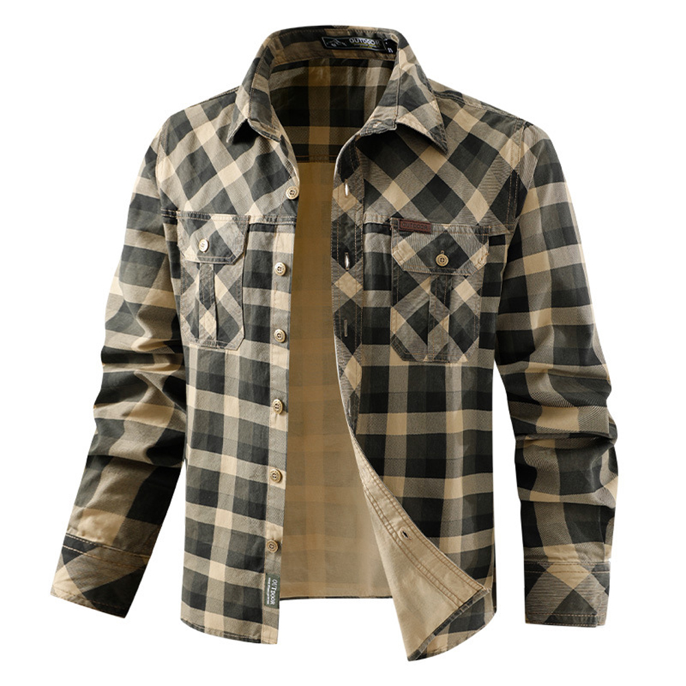 Spring Autumn Men's Cotton Pla - огляд і ціна Flannel Shirt Lined