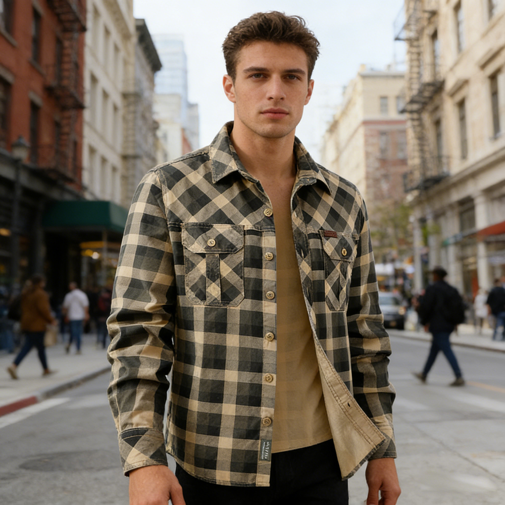Spring Autumn Men's Cotton Pla - огляд і ціна Flannel Shirt Lined