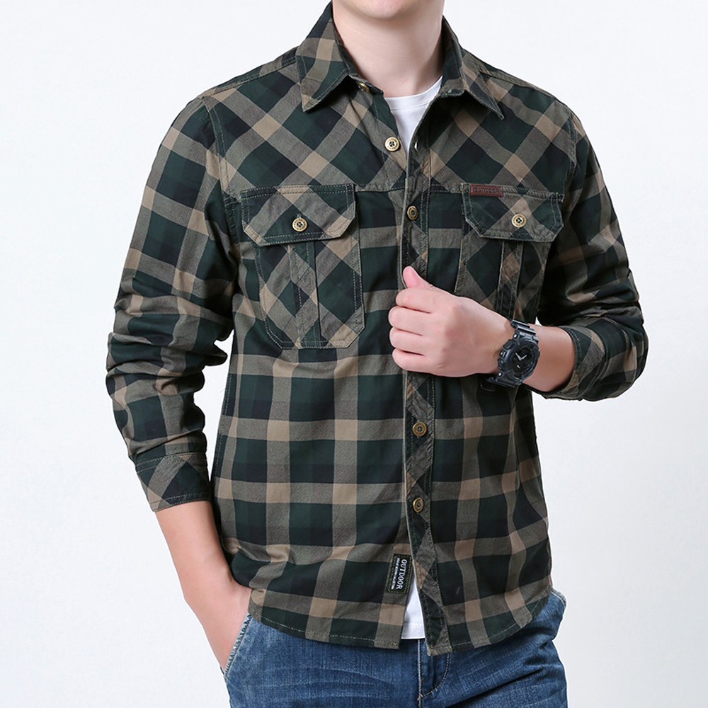 Spring Autumn Men's Cotton Pla - огляд і ціна Flannel Shirt Lined