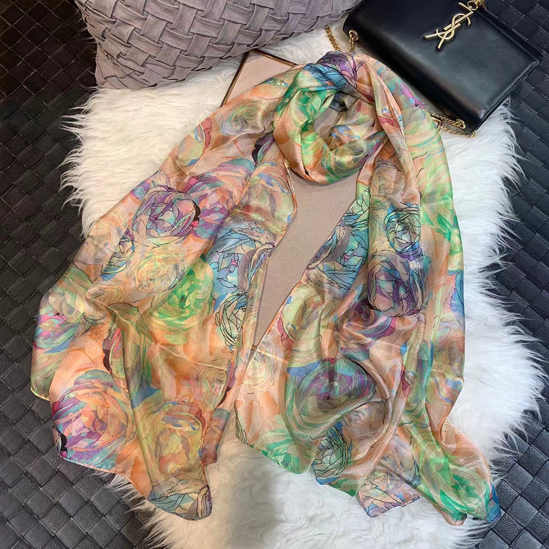 Ladies Green 100% Silk Scarf S - огляд і ціна Shawl Wrap Winter