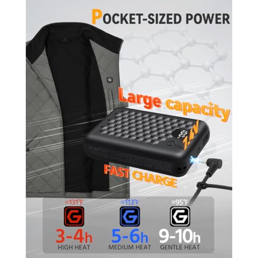 Wulcea Graphene Heated Vest Fo - огляд і ціна Heated Vest Battery