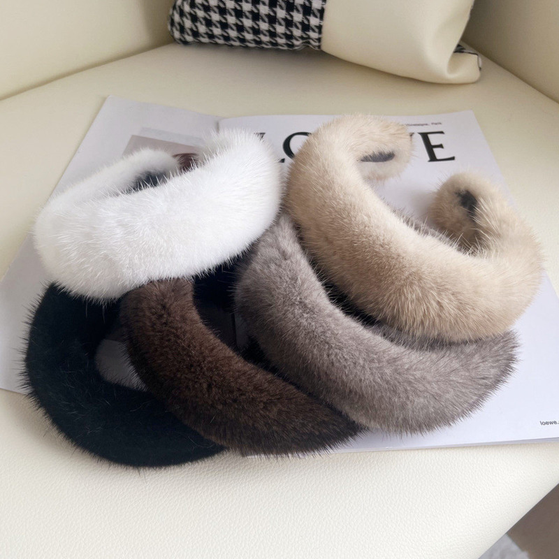 Real Mink Fur Headband Natural - огляд і ціна Winter Headband Fleece