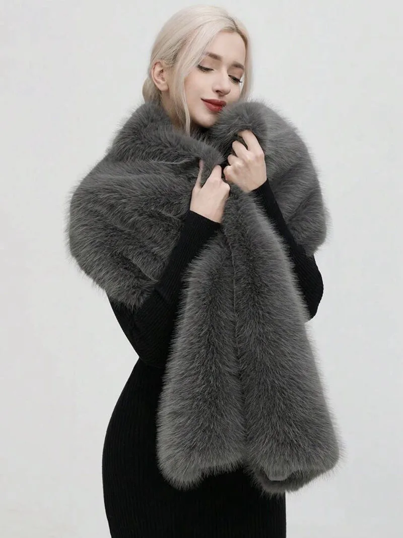 Fashion Luxury Faux Fox Fur Sh - огляд і ціна Shawl Wrap Winter