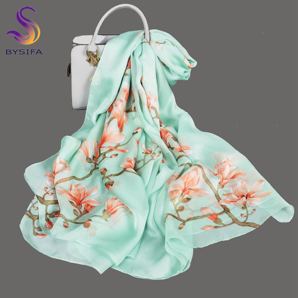 BYSIFA| Light Green Silk Scarf - огляд і ціна Shawl Wrap Winter