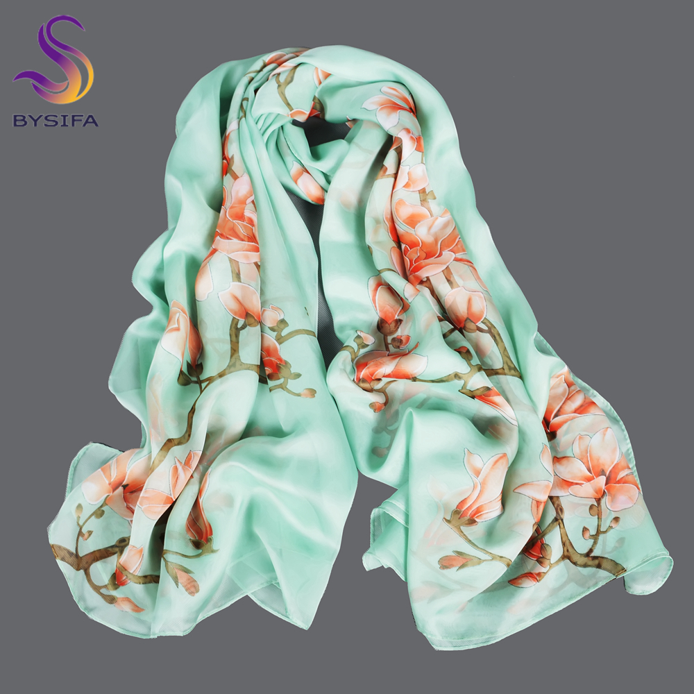 BYSIFA| Light Green Silk Scarf - огляд і ціна Shawl Wrap Winter