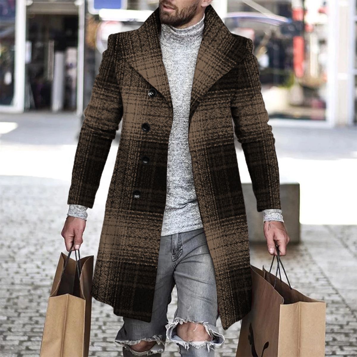 2025 Long Coat Men Mens Wool J - огляд і ціна Wool Coat Peacoat